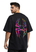 Unisex Glitched Spider Print Terry Oversized Tee